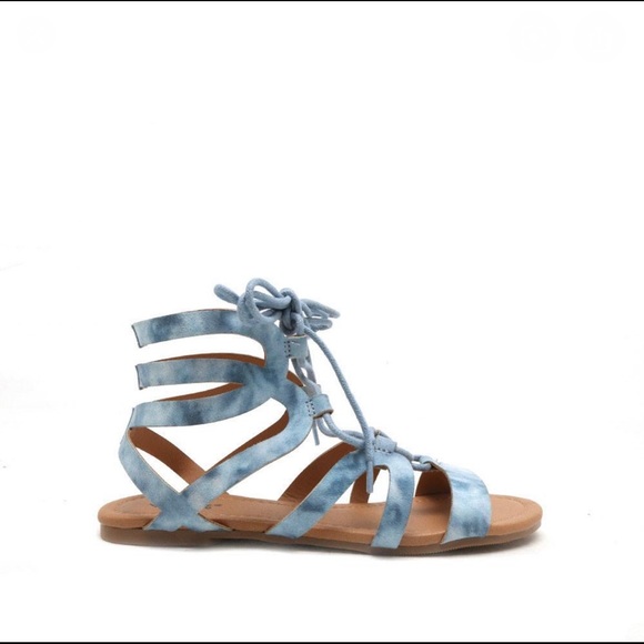 Qupid Archer Blue Gladiator Sandals - Picture 1 of 2